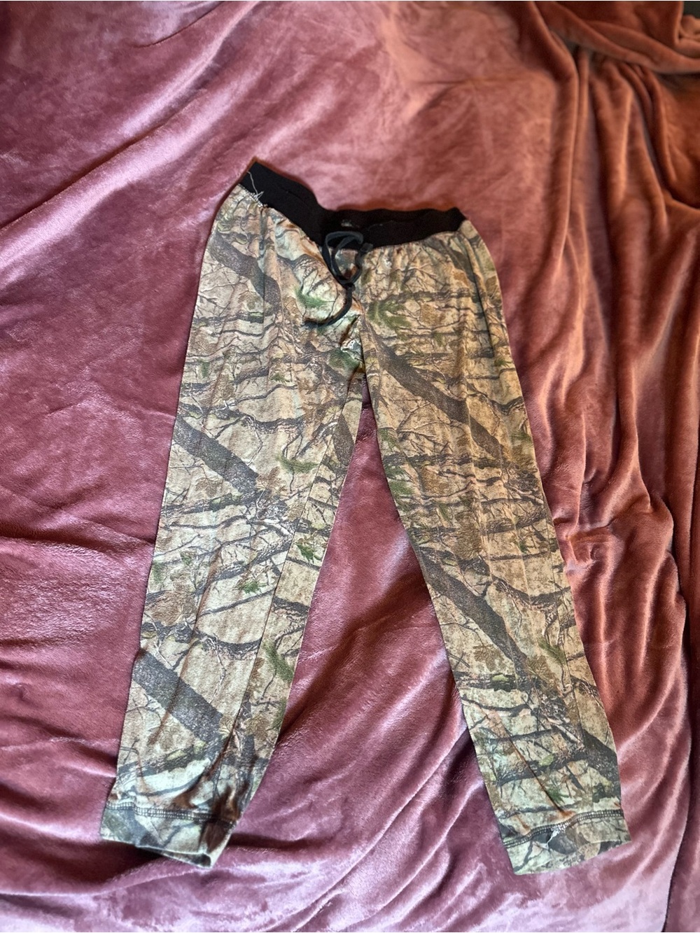 Bobbie Brooks Green Brown Camo Pants with Elastic Waistband